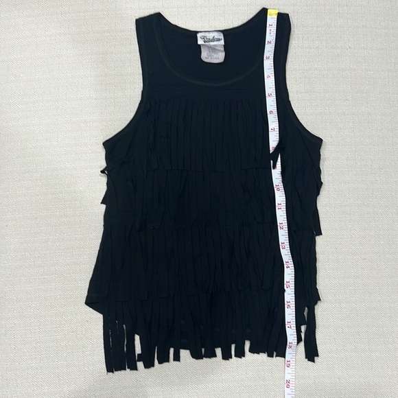 Girls black tank top with fringe embellishments - Picture 2 of 7